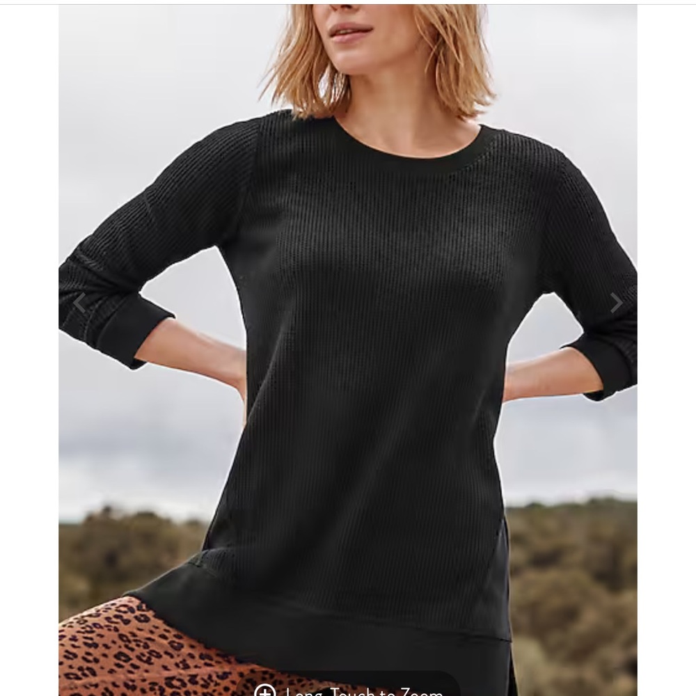 NWT J JILL Fit‎ Waffle-Textured Long Sleeve Crew Tunic Women SZ Small in Black